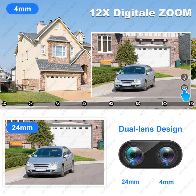 Yoosee 4MP WiFi IP Camera PTZ Dual Lens 12X Zoom CCTV Video Surveillance Cameras Outdoor Auto Tracking Binocular Security Camera