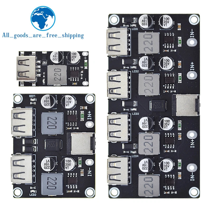 TZT USB QC3.0 QC2.0 USB DC-DC Buck Converter Charging Step Down Module 6-32V 9V 12V 24V to Fast Quick Charger Circuit Board 5V