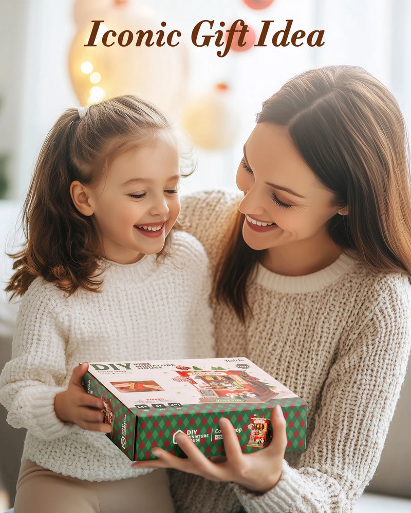 Robotime Mini House Building Craft Kits DIY Miniature House Kit Decoration Christmas Fireplace for Adults Gift For Christmas