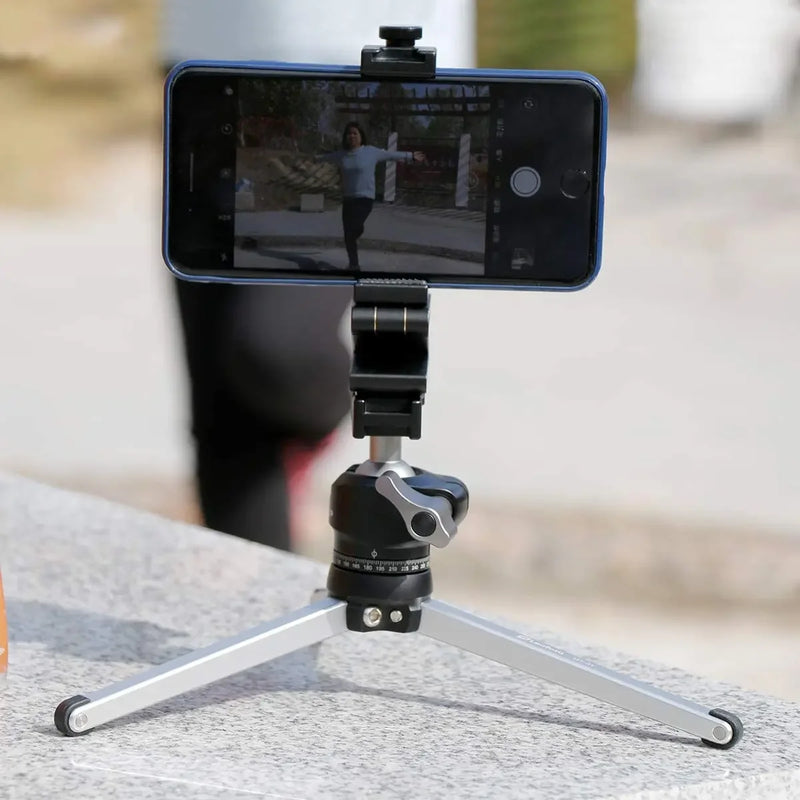 Universal Phone Holder Clamp Smartphone Clip Holder Mount Bracket, Aluminum Alloy Phone Tripod Adapter with Cold Shoe Mount