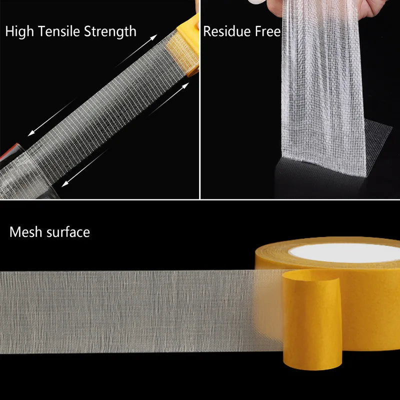 5/10m Strong Fixation Double Sided Tape Heavy Duty Translucent Mesh Waterproof Traceless Powerful Grid Carpet Adhesive Tape