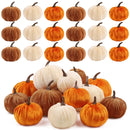 9Pcs Velvet Artificial Pumpkin Ornaments Halloween Party Thanksgiving Dinner Table Decoration Autumn Fall Home DIY Craft Wreath