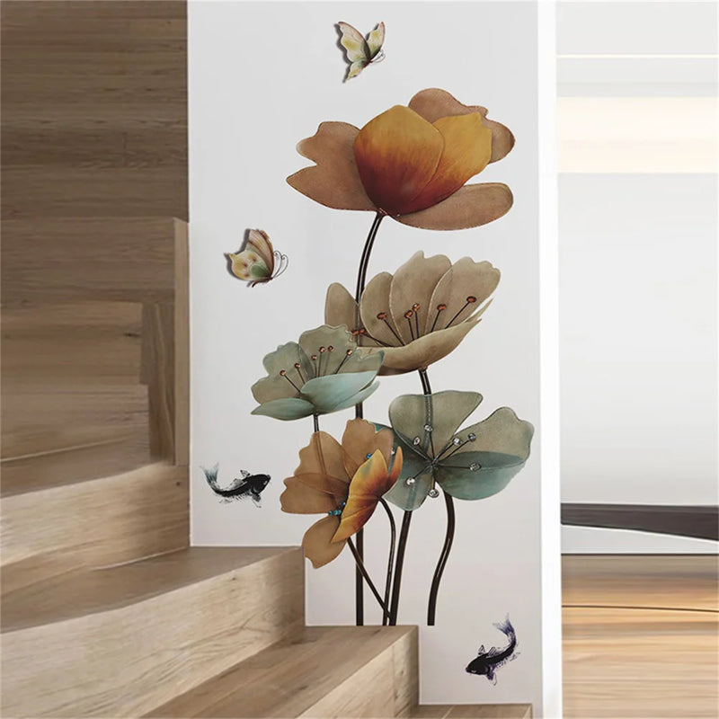 Wall Sticker Butterfly Flower Pattern Wall Decals Wallpaper For Living Room Bedroom Bathroom Home Beautify Decoration