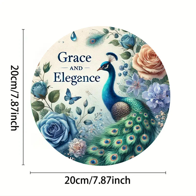 Peacock Metal Wall Art Sign 7.8" - Perfect for Farmhouse, Garden Bar, Office & Home Decor - Great Housewarming or Teacher Gift