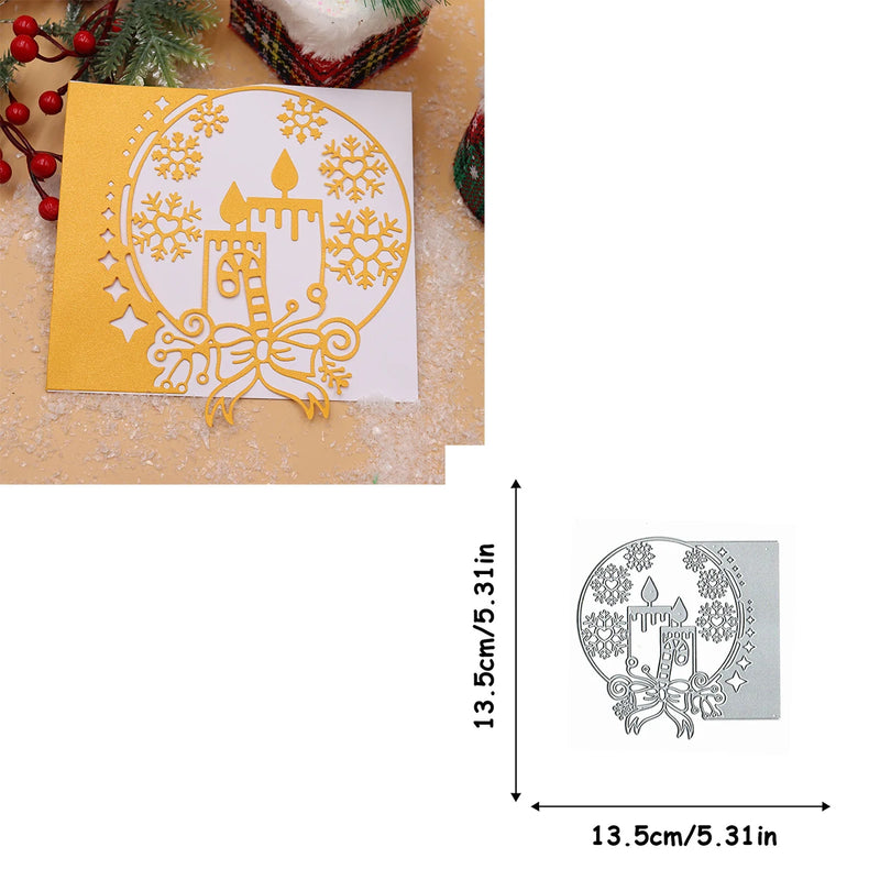 Christmas Candle Scrapbooking Greeting Card Mold Embossing Template Manual Punch Stencil Crafts Cutting Dies 2024 New