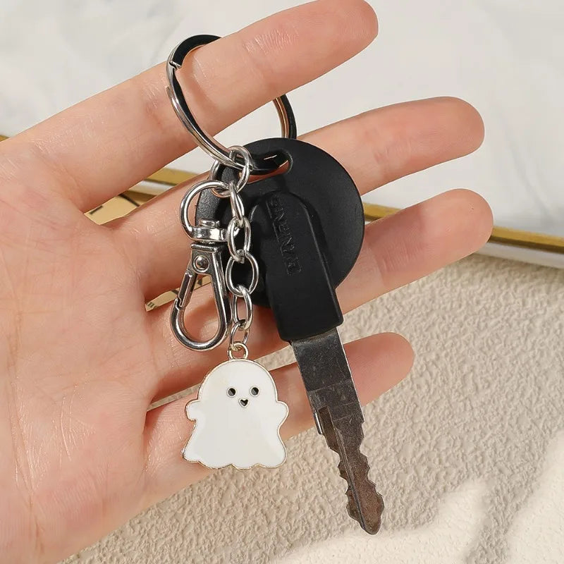 1/2pcs Kawaii Ghost Keychain Black White Cute Ghost Couple Key Chains Trendy Car Key Ring Bag Accessories Gift Halloween Party