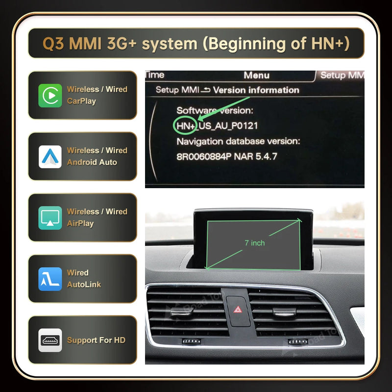 Wireless CarPlay Android Auto Interface for Audi A1 2013-2018 Q3 2014-2018 RMC HN+ with Mirror Link AirPlay Car Play Functions