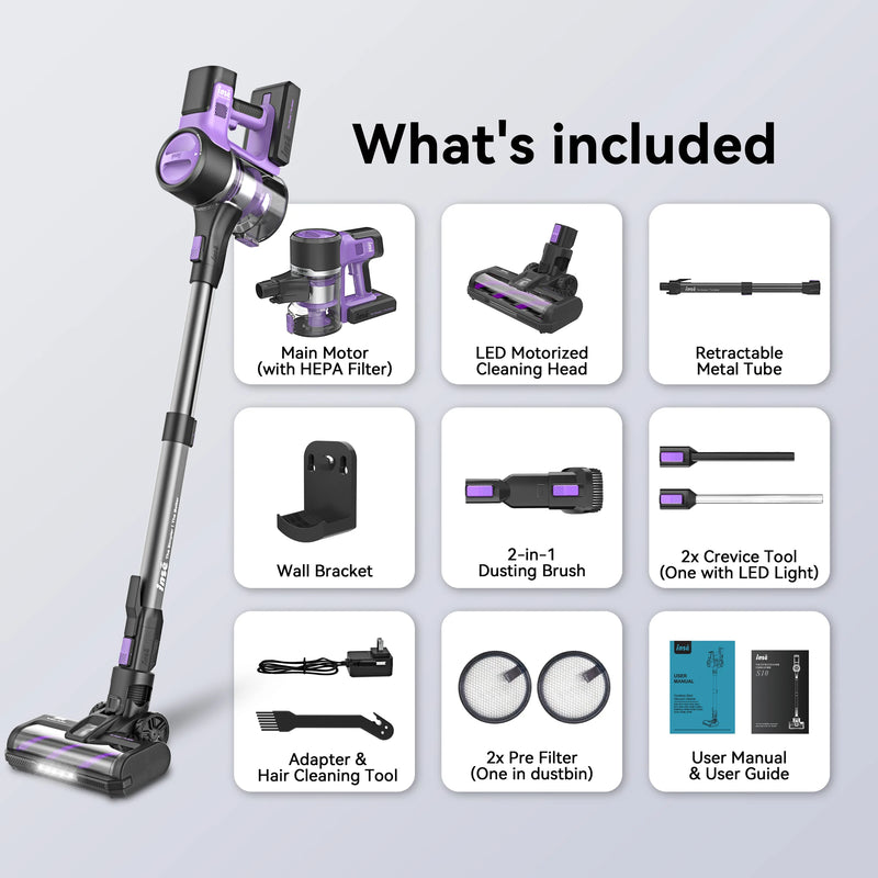 INSE S10 Cordless Vacuum Cleaner, 6-in-1 Stick Vacuum with 45Kpa Powerful Suction, Max 50 Min Runtime Rechargeable Battery