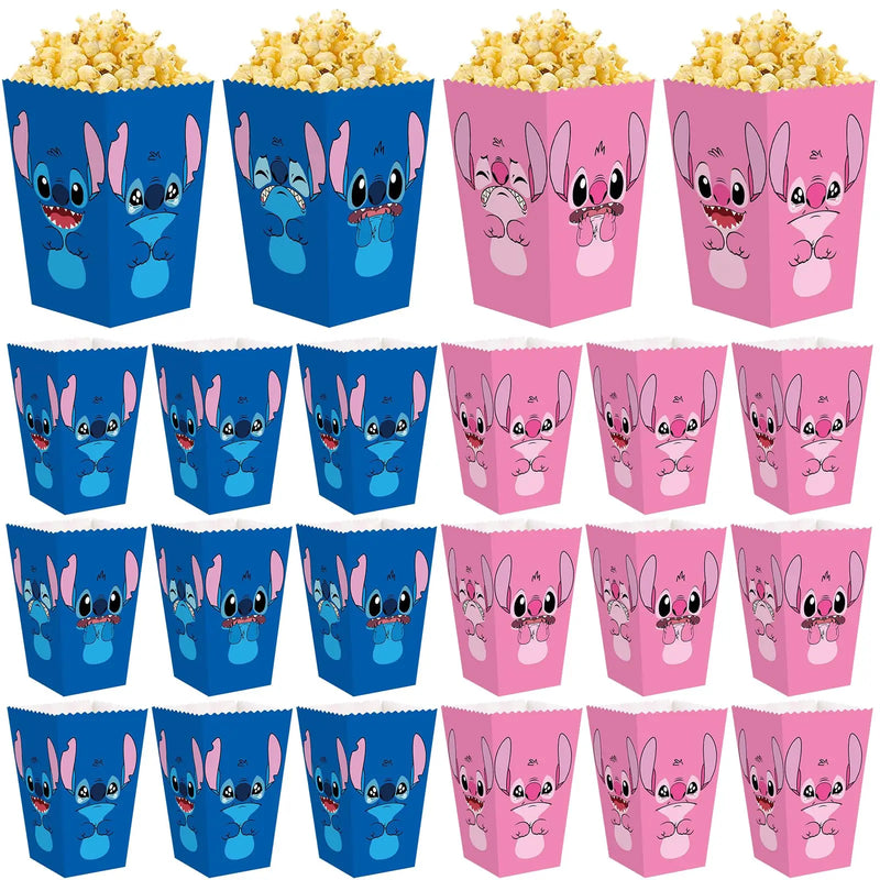 6/12/18/24Pack Lilo&Stitch Party Popcorn Box Baby Bath Party Biscuit Box Stitch Theme Party Birthday Food Box