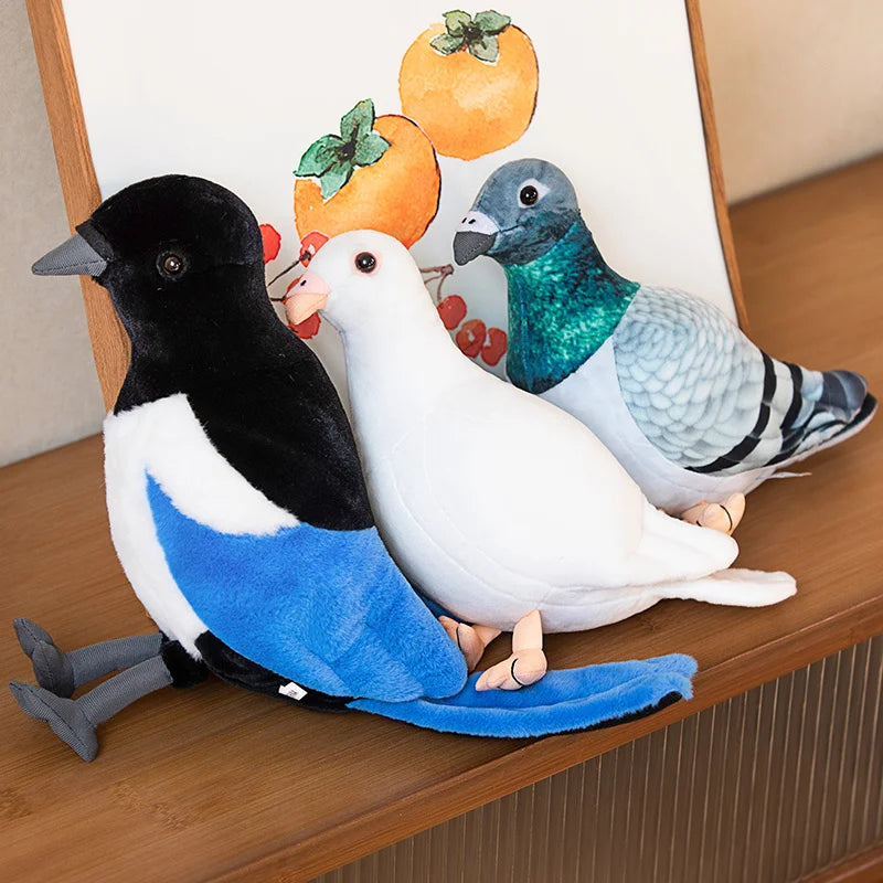 Imitation Pigeon Magpie Plush Toys Soft Stuffed Cartoon Animals Dolls For Birthday Christmas Gift Simulation Bird Toys