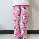 Kawaii Hello Kitty Pajama Pants Plus Size Sanrio Fleece Double Elastic Fabric Soft Trousers Women Trousers Cartoon Gift 2024