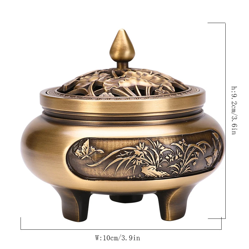 Brass copper incense burner indoor large tray incense thread incense burner tea ceremony Xuande stove decoration