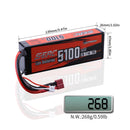 Sunpadow 2S 7.4V Lipo Battery for 5100mAh 70C Hard Case with T Deans XT60 Plug for RC Car Vehicle Truck Tank Racing Hobby