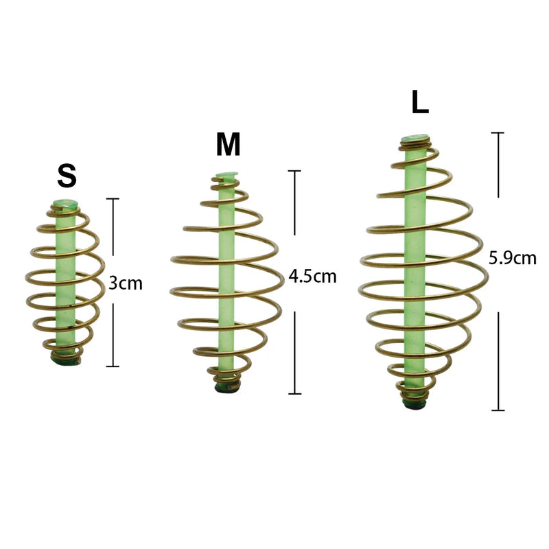 10pcs/lot Carp Fishing Spring Feeder Fishing Bait Cage for Carp Fishing Fresh & Saltwater Inline Method Feeder 3 Sizes