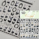 Rabbit Pearl Butterfly 5D Easter Egg Nobility Cute Bunny Soft Relief Self Adhesive Nail Art Decoration Sticker Hot 3D Nail Decal