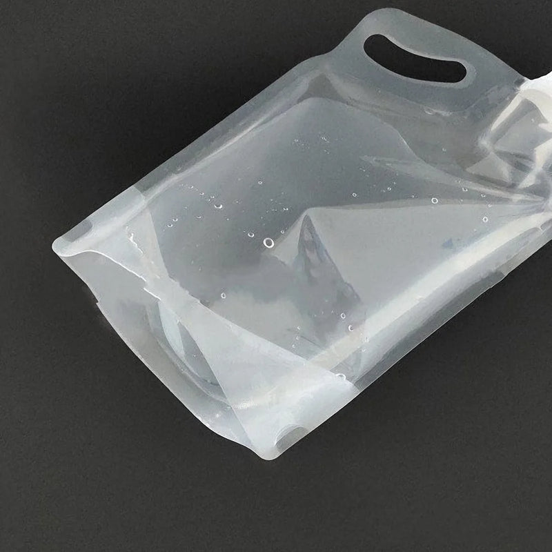 Portable 2L Transparent Collapsible Water Bag Camping Hiking Riding Cycling Drinking Water Container Outdoor Sports Supplies