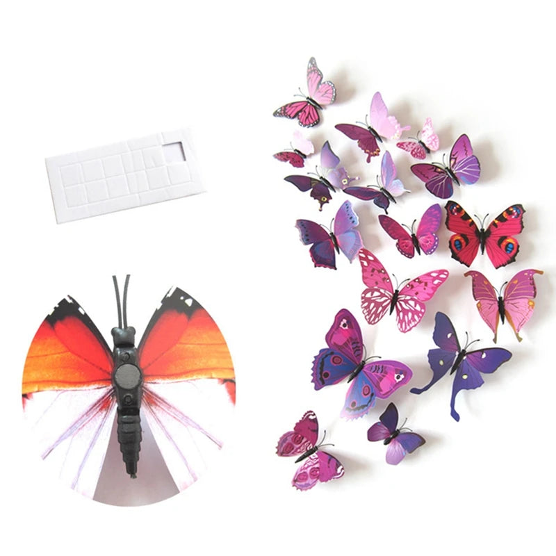 12pcs/set 3D Butterfly Wall Sticker Home Decoration Colorful Butterflies On Wall Magnet Fridge Stickers Living Room Wall Decals