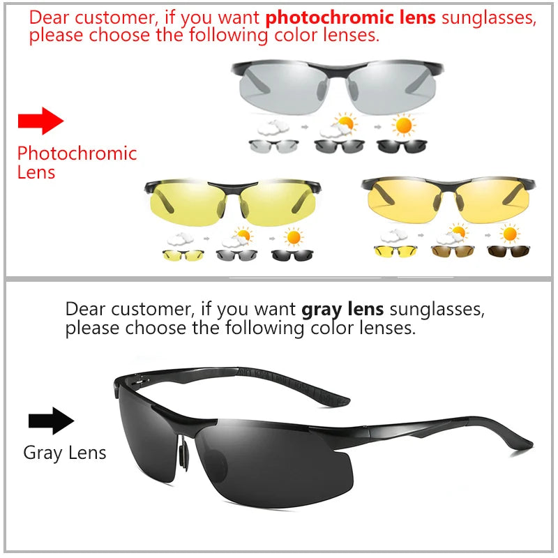 Aluminum HD Polarized Photochromic Sunglasses Men Driving Sun Glasses Male Outdoor Sport Eyewear Anti-UV oculos de sol masculino