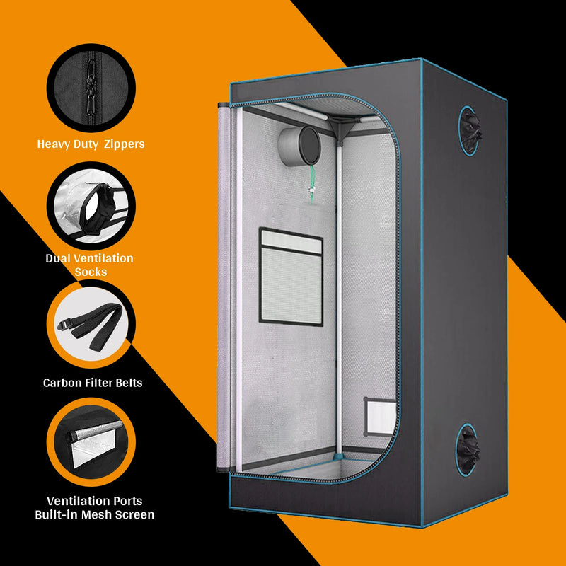 C-JP 80x80x180cm Plant Growth Tent with Observation Window, Raised Floor Stand, and Tool Kit