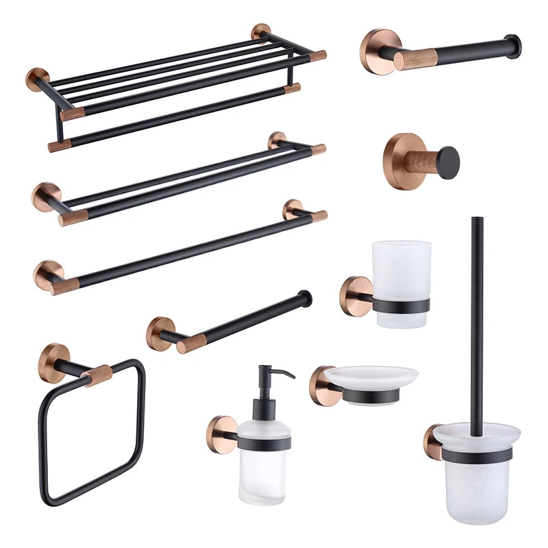 Rose Gold Black Coat Bath Towel Hook Paper Holder Towel Holder Toilet Brush Holder Bathroom Bathroom Hardware Accessories