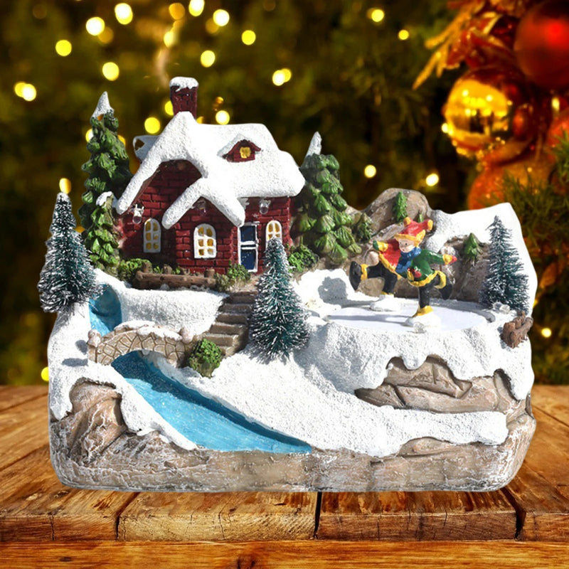 LED Christmas Castle House Decoration Gift Decor Christmas Snow Village Statue set Lights up Holiday Festival Xmas Ornaments