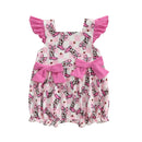 Adorable Baby Girls Jumpsuit Ruffle Sleeve Round Neck Floral Print Toddler Romper for Stylish Summer Outfits and Playdates