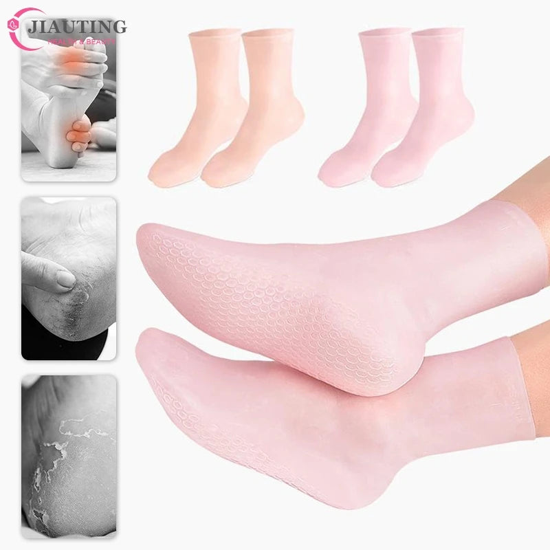 1pair Feet Care Long/short Gel Socks Gloves Moisturizing Silicone Socks Foot SkinCare Hand Protectors Anti Cracking Spa Home Use