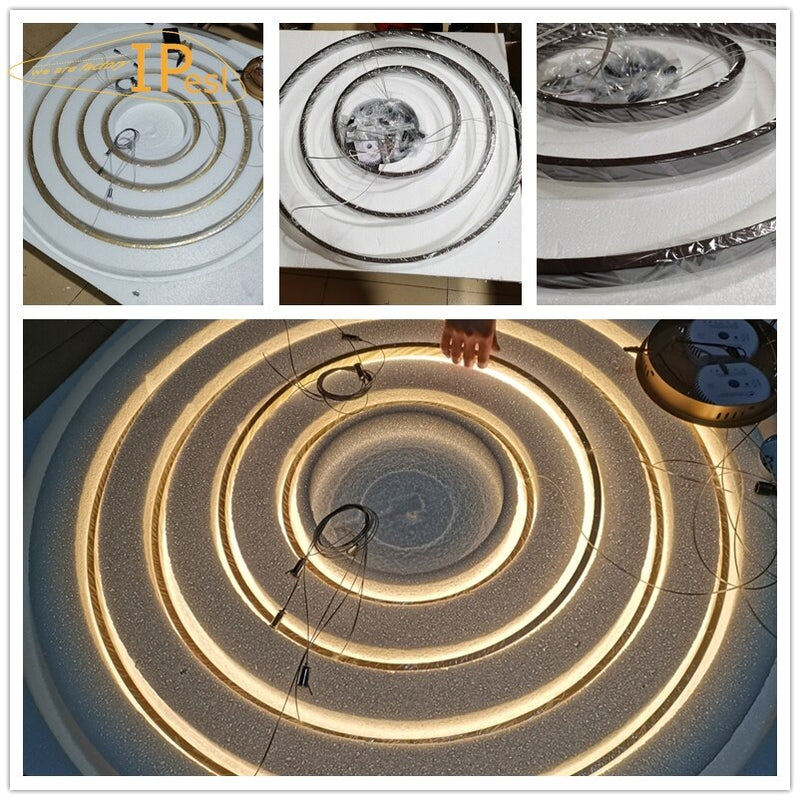 Postmodern LED Circle DIY Chandelier Light Fixtures Gold White Black Pendant Lights Home Living Room Shop Restaurant  Decoration