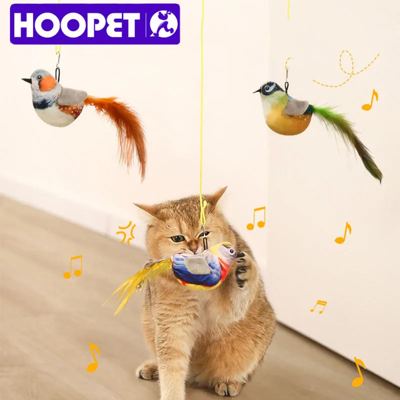 HOOPET Simulation Bird Interactive Funny Cat Stick Toy Furry Feather Bird Sucker Cat Stick Toy Kitten Playing Pet Accessories