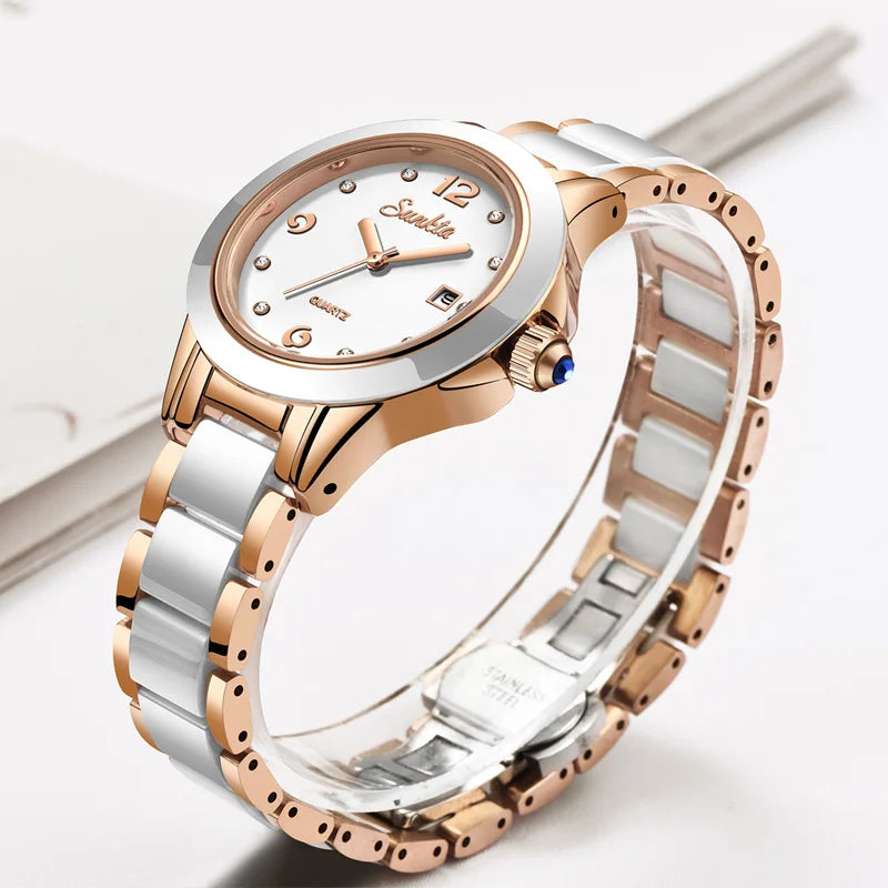 SUNKTA Women Watches Luxury Brand Watch Bracelet Waterproof Diamond Ladies Wrist Watches For Women Quartz Clock Relogio Feminino