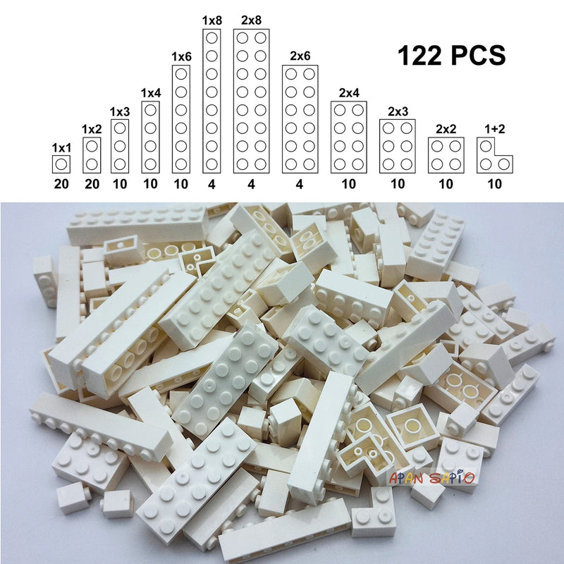 122pcs Thick Figures Bricks 12 Size DIY Building Blocks Educational Creative Size Compatible With 3001 Plastic Toys for Children