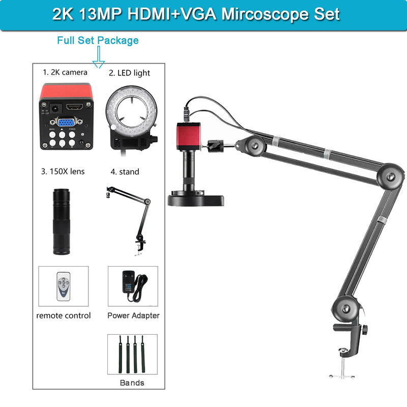 Yizhan Full HD Digital Mircoscope 4K 2K HDMI USB VGA Mircoscope C-Mount Digital Camera 1-150X Zooms For Repair Image Acquisition