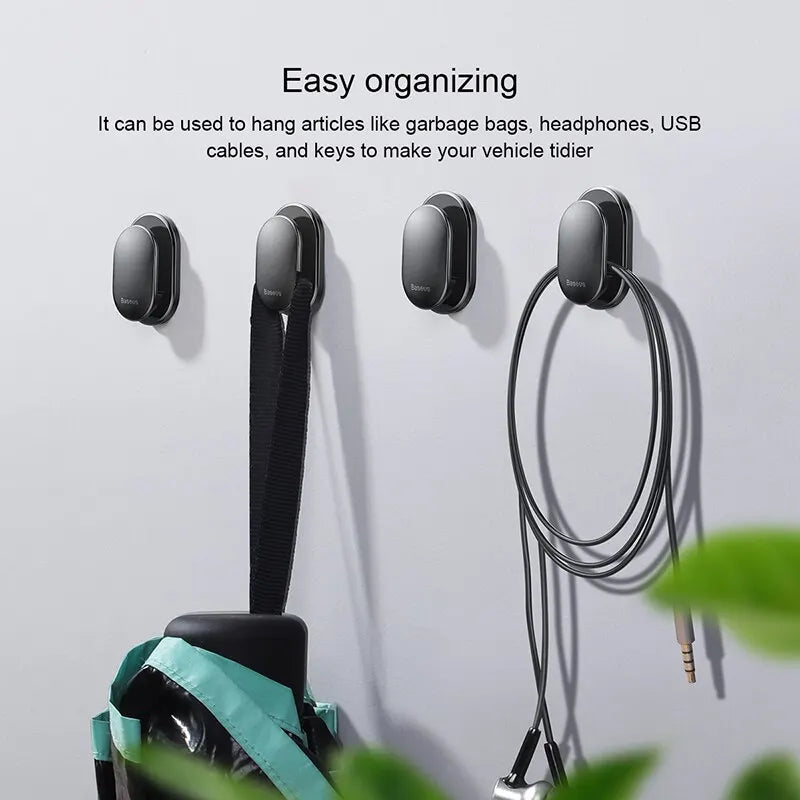 Baseus Car Hooks Organizer Storage 4PCS Hooks for Bags USB Cable Headphone Key Storage Auto Fastener Hangers Clip Accessories