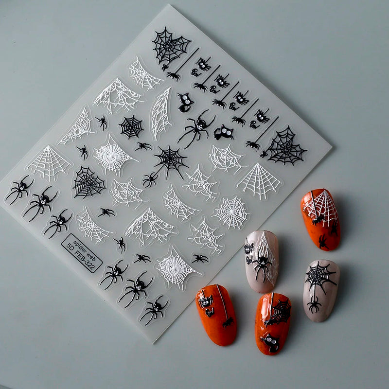 2023 Glowing In The Light Happy Festival Diy Manicure Design Self Adhesive Spider Halloween Nail Art Sticker