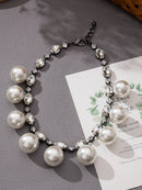 Women's Pearl Jewelry Set Multi Layer Faux Pearl Choker Necklace White Jewelry Sets for Women Girls Wedding and Themed Party