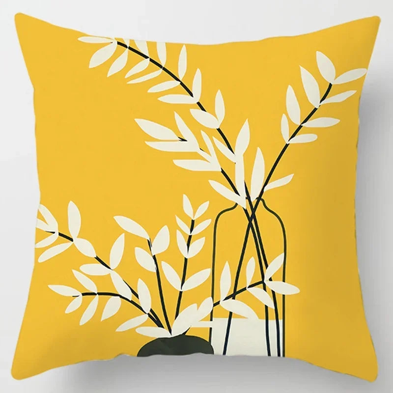 Modern Simple Yellow Flower Pillowcase Home Sofa Cushion Lumbar Pillow