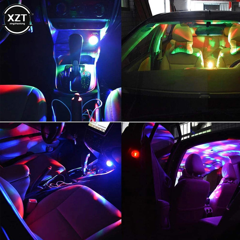 Car Auto USB Voice DJ RGB Mini Colorful Music Sound LED USB-C Holiday Party Karaoke Atmosphere Lamp Welcome 5V Ball Laser Light