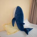 Nordic Style Blue Whale Plush Toy Cute Marine Animal Stuffed Dolls Mouth with Zipper Sleeping Throw Pillow Kids Christmas Gift