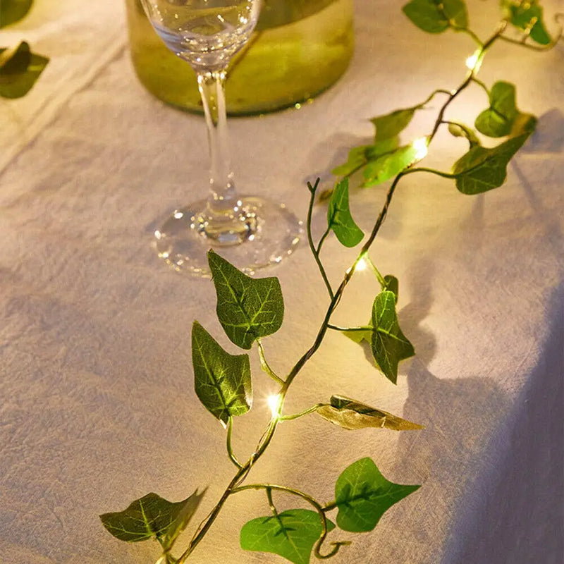 Solar String Light Artificial Leaf Flower Light Garland Christmas Decoration Outdoor Room Curtain Lamp for Wedding Party Garden