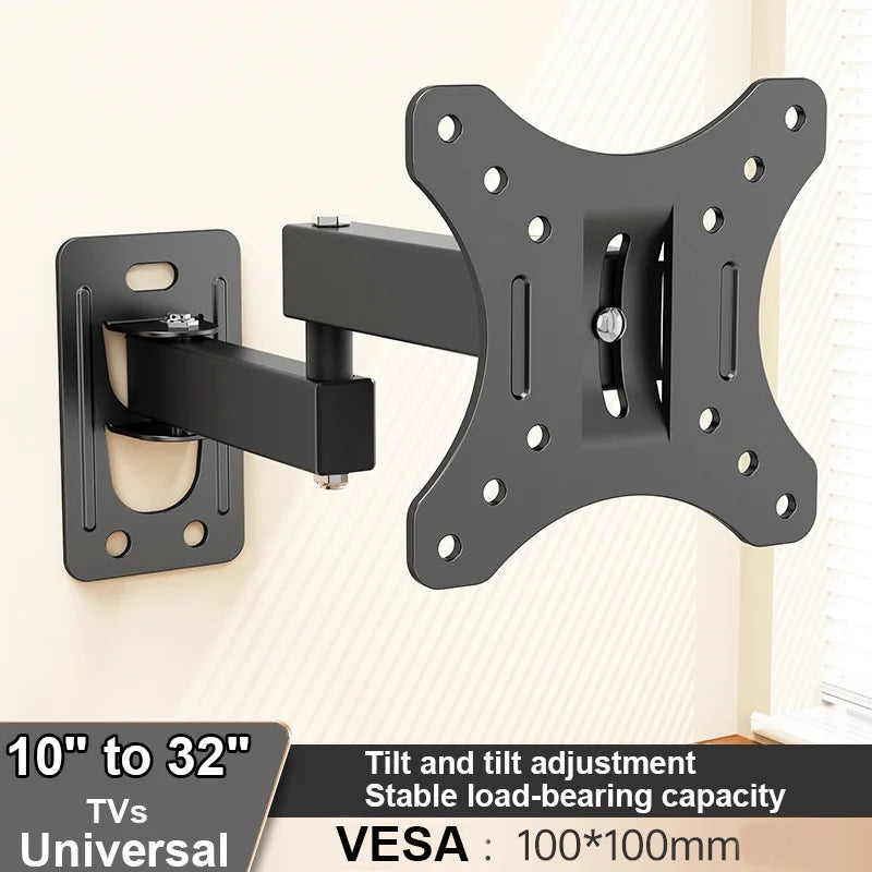 Full Motion Corner TV  Bracket  Wall Mount 10-32 In tv Monitor Holder  Swivel Tilts Adjustable Universal TV stand VESA 100x100mm