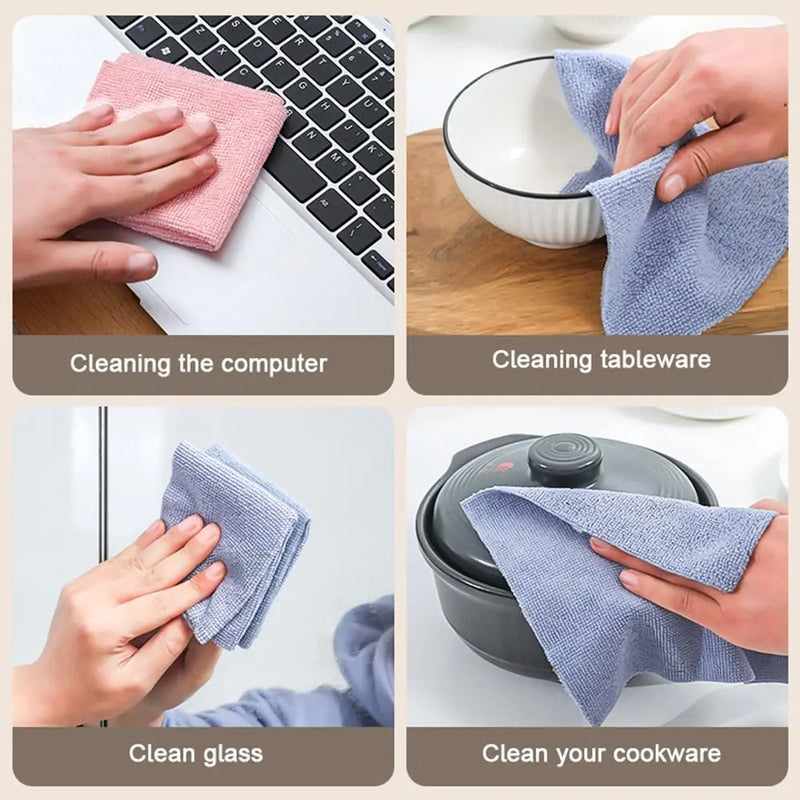 20PCS/Box Microfiber Towel Absorbent Kitchen Cleaning Dishcloth Non-stick Oil Dish Rags Napkins Tableware Home Cleaning Towels