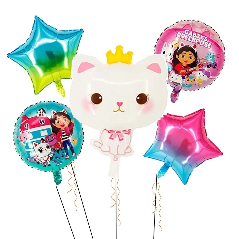 Disney Gabby Doll House Angel Cat Children's Toy Birthday Party Decoration Balloon Aluminum Film Balloon Set