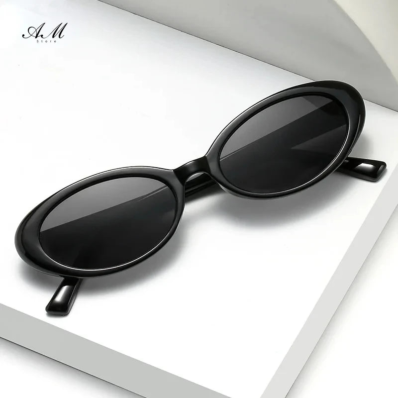 Retro Black Sun Glasses Female Fashion Oval Vintage Sungalsses Women Brand Designer Small Frame Shades Driver Oculos De Sol