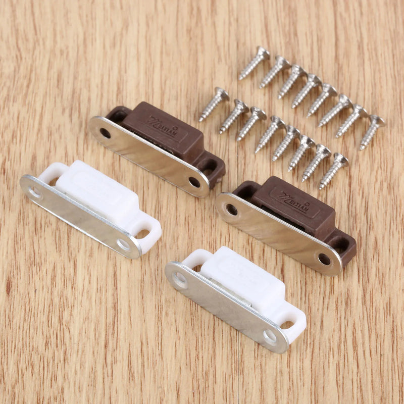 5 Pcs 27*10mm Magnetic Door Catches Kitchen Cupboard Wardrobe Cabinet Latch Catch with Screws Furniture Hardware White/Brown