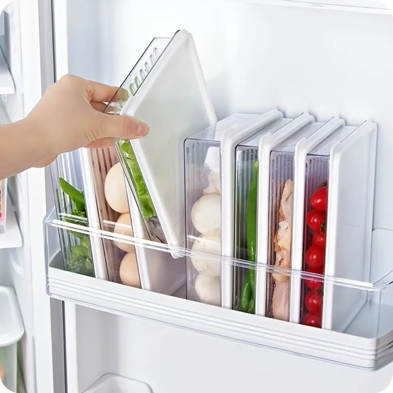 1pc Transparent Container Refrigerator Plastic Sealed Freezer Storage Box Fruit Snacks Dry Food Fresh Storage Kitchen Organizer