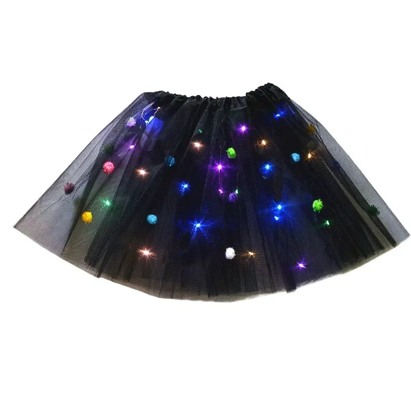 Princess Girl Butterfly Light Fairy Tutu LED Skirt Glow Flower Headband Birthday Gift Fancy Party Christmas Halloween Festival