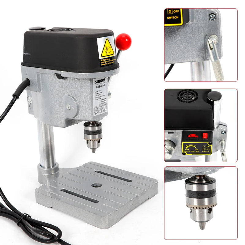 High Speed Mini Drilling Machine 340w Drilling Chuck 1-10mm Bench Machine Table