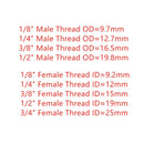 Brass Water Oil Air Gas Fuel Line Shutoff Ball Valve Pipe Fittings Pneumatic Connector Controller Handle 6-12MM Hose Barb Inline