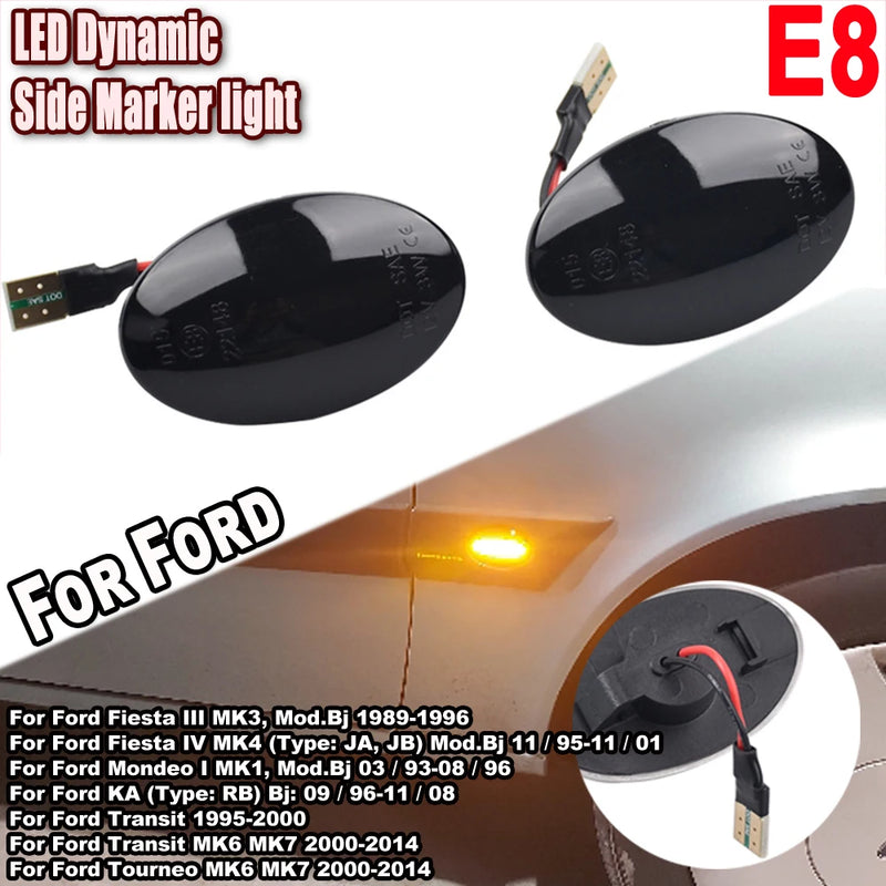 LED Dynamic Side Marker Light Flowing Turn Signal Blinker For Ford Fiesta MK4 1995-2001 KA 1996-2008 Transit 1995-2000