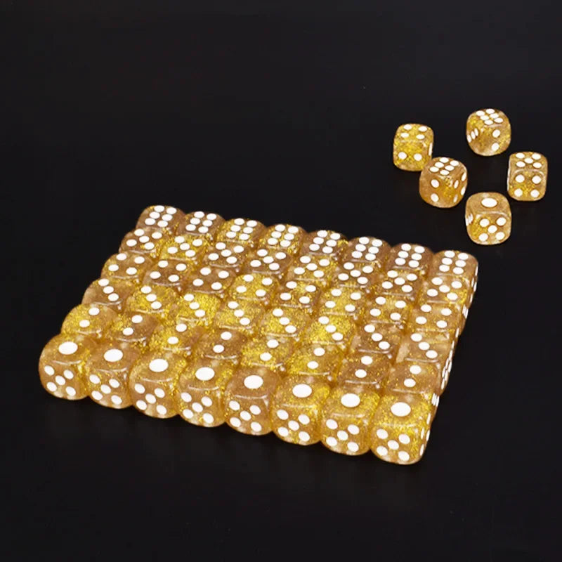 10 PCS Golden Glitter Dice Puzzle Game  6 Sided Dice DIY Game Accessory 16mm